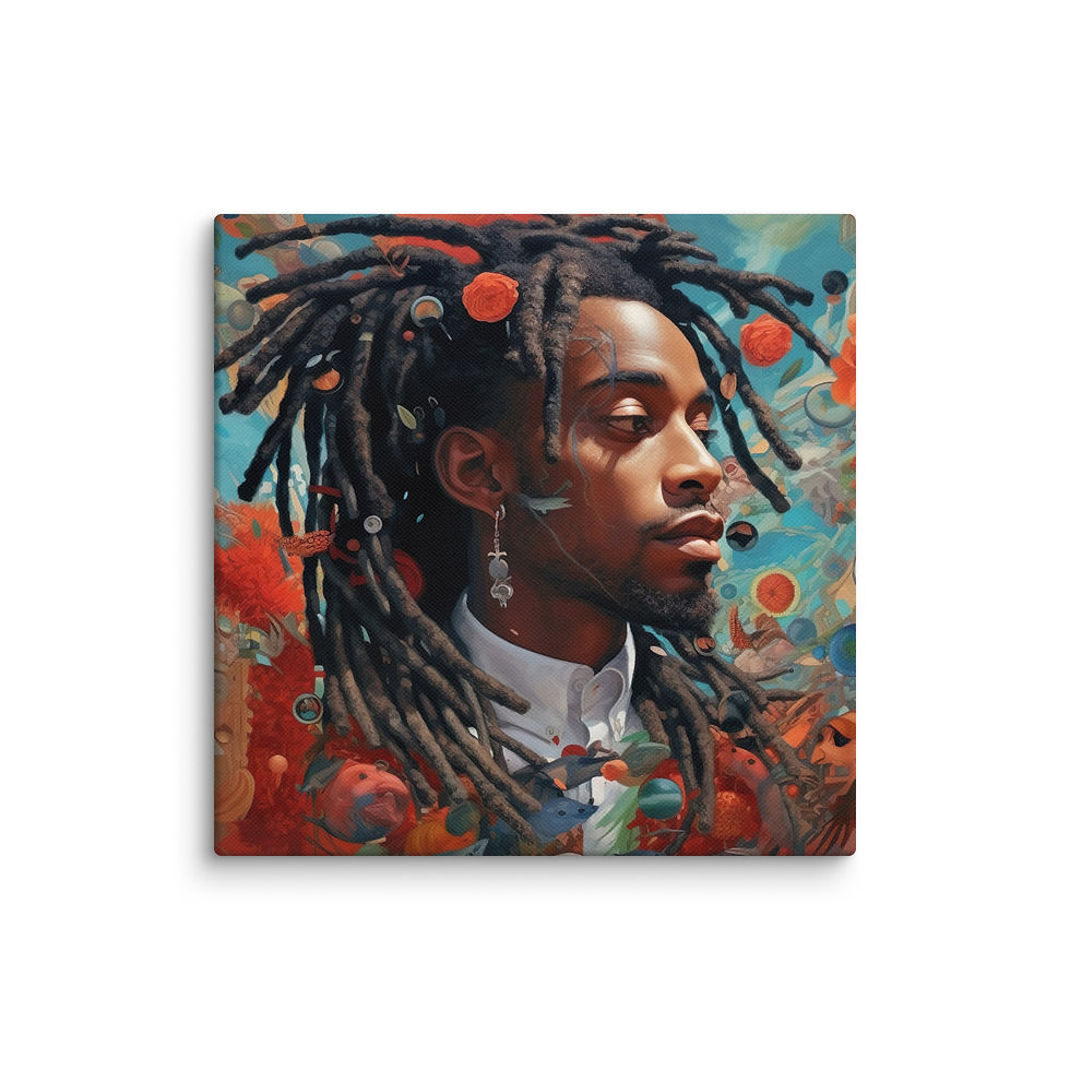 Thumbnail: 3 Surrealism Art Dreadlocks Man Canvas Wall Art