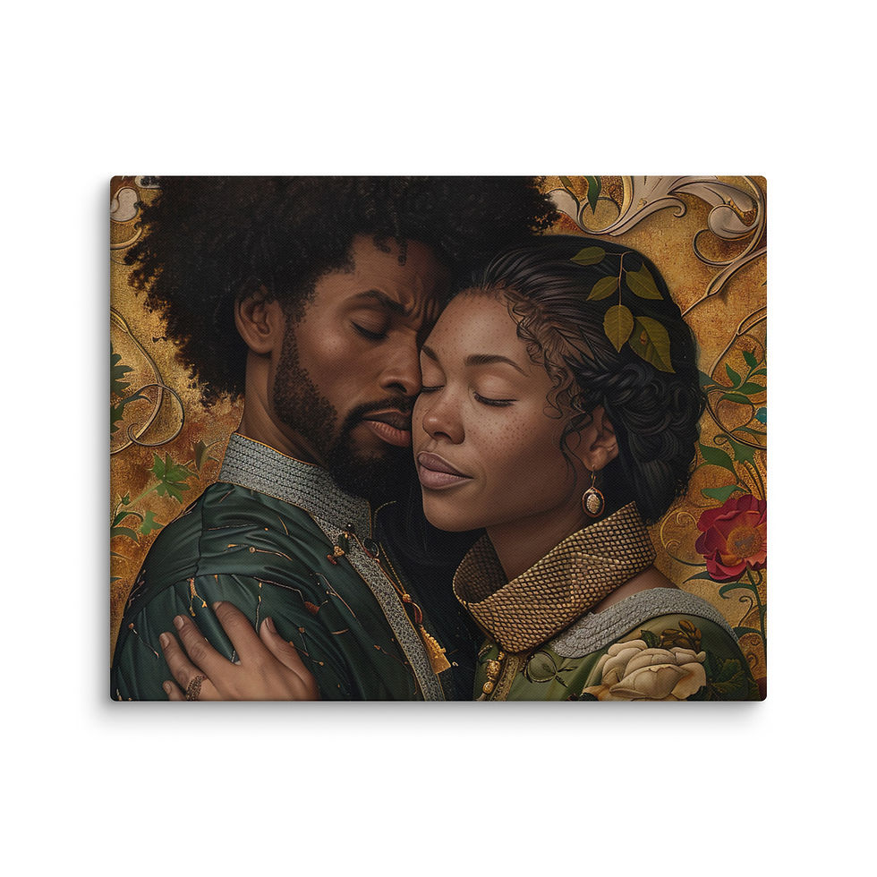 Thumbnail: 3 Renaissance Art Afro Couple Canvas Wall Art