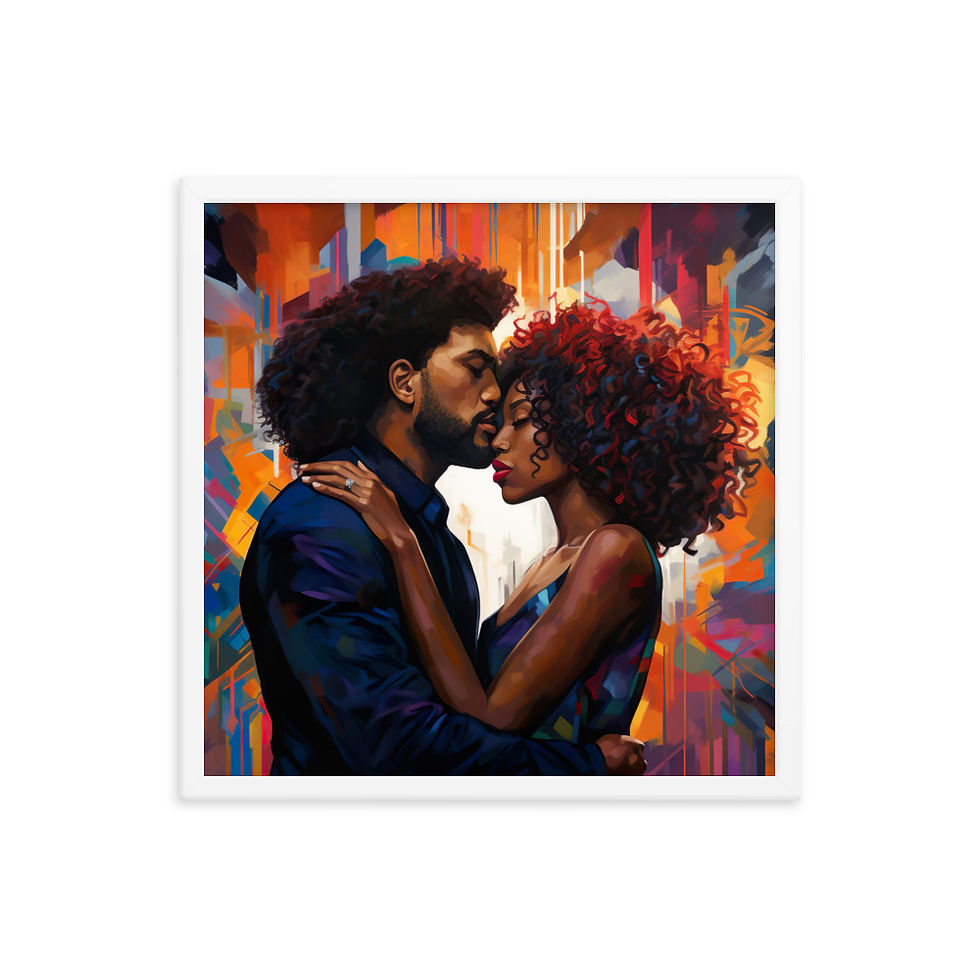 Thumbnail: 2a Expressionism Afro Couple Framed Art Print