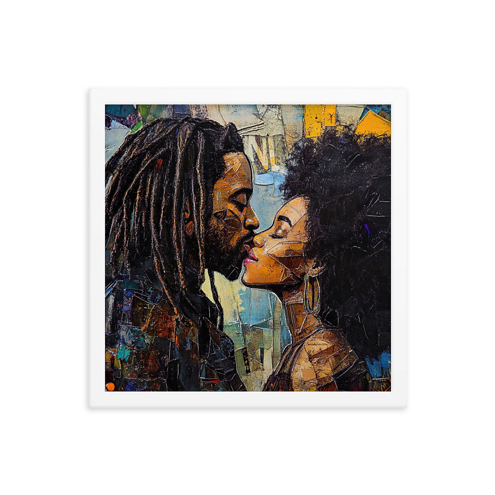Thumbnail: 2 Symbolism Afro & Dreadlocks Couple Framed Art Print