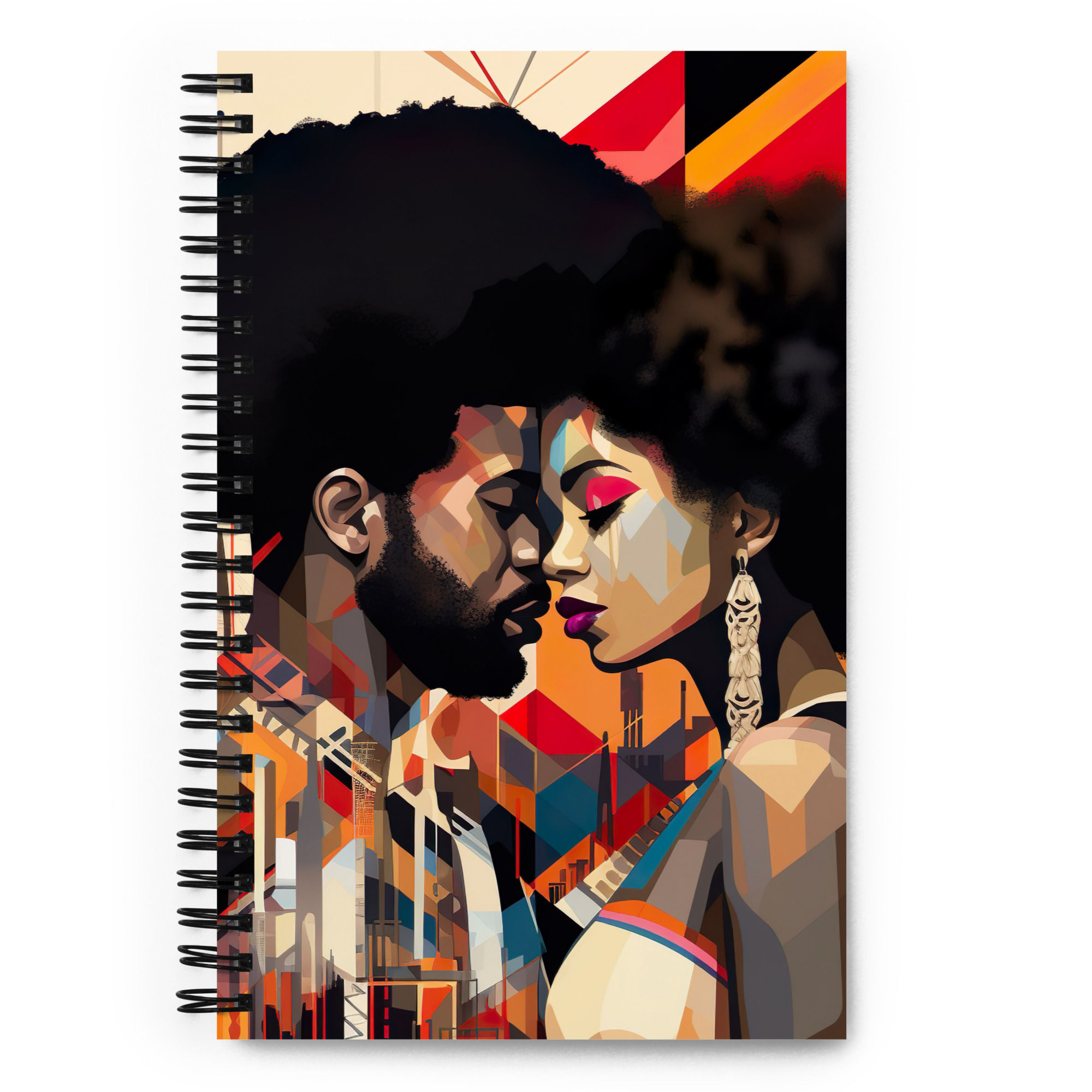 2 Bauhaus Geo Afro Couple Spiral Notebook
