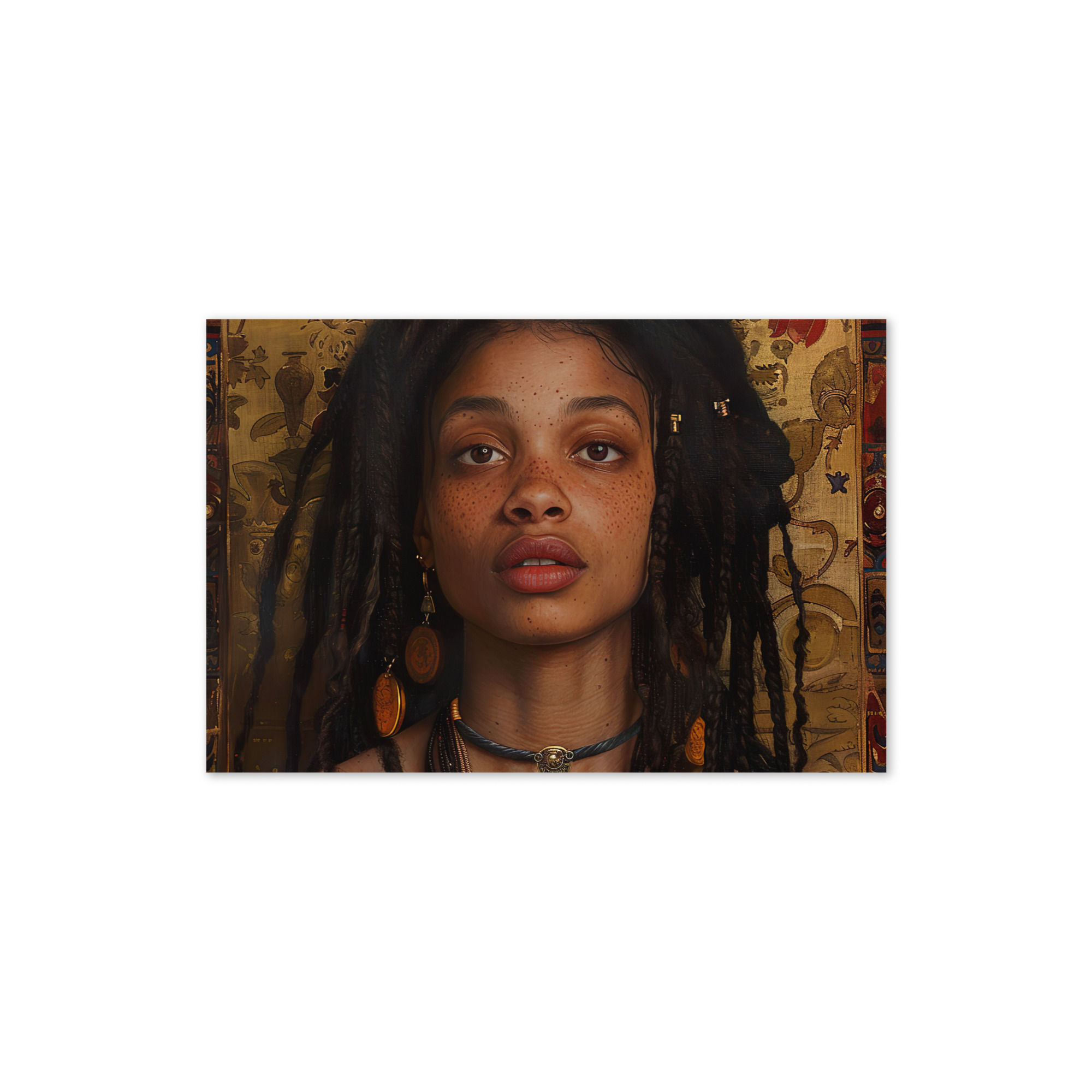 3 Renaissance Art Dreadlocks Woman Greeting Card
