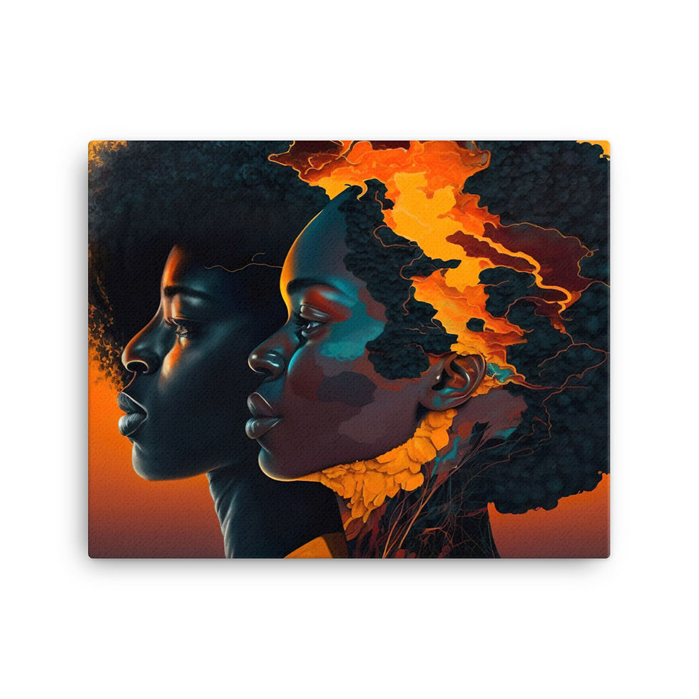 Thumbnail: 1 Abstract Afro Couple Canvas Wall Art