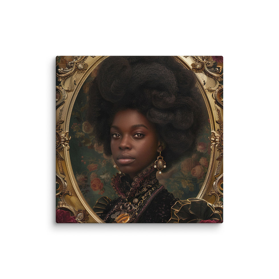 Thumbnail: 3 Rococo Art Afro Woman Canvas Wall Art