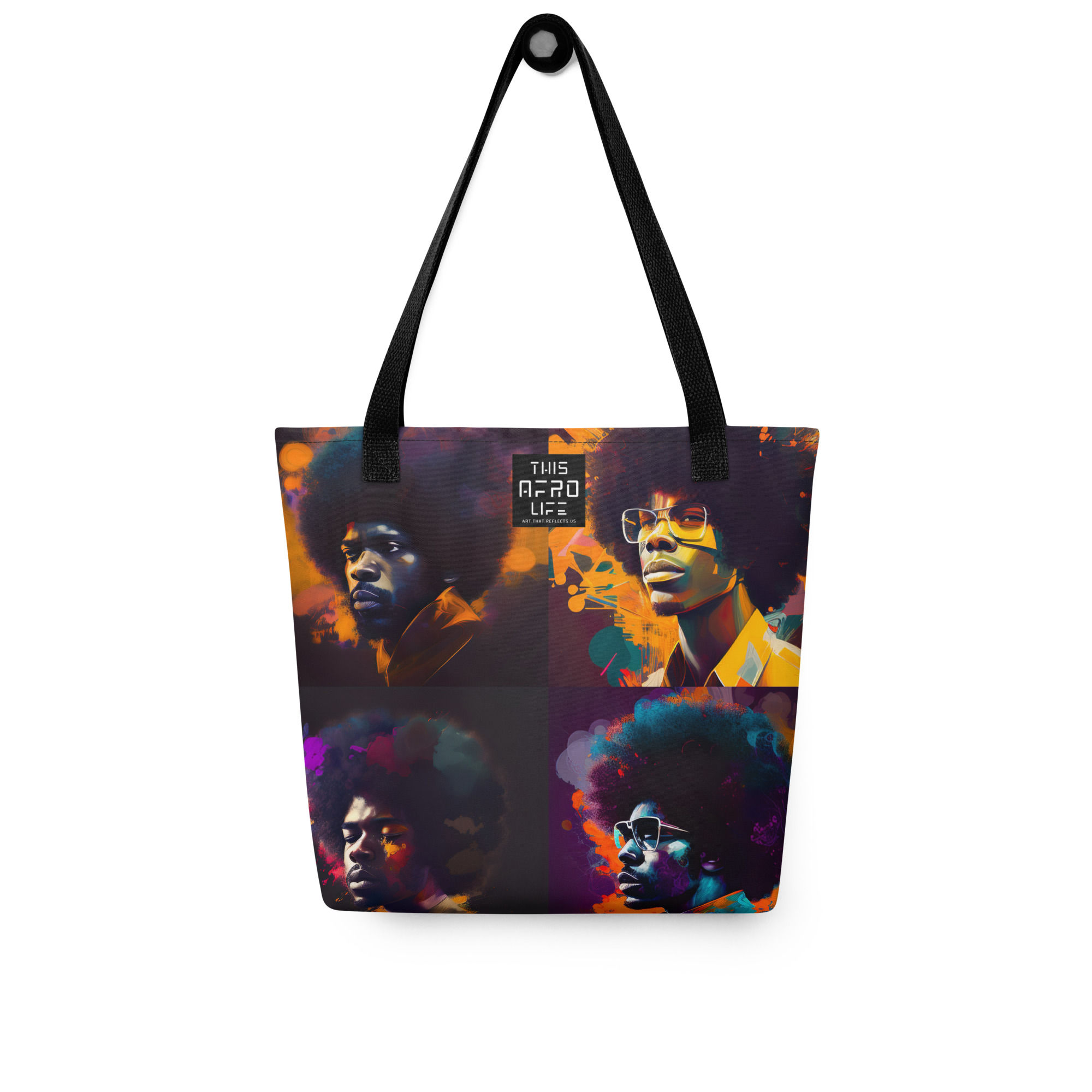 All 4 Abstract Afro Men Tote Bag