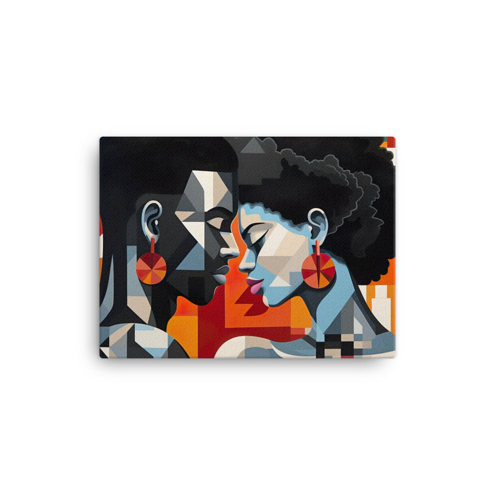 4 Bauhaus Geo Afro Couple Canvas Wall Art