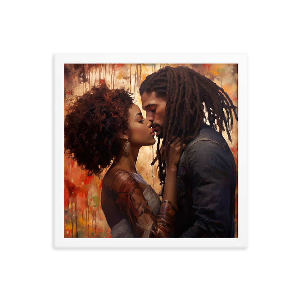 Thumbnail: 3 Impressionism Dreadlocks & Afro Couple Framed Art Print