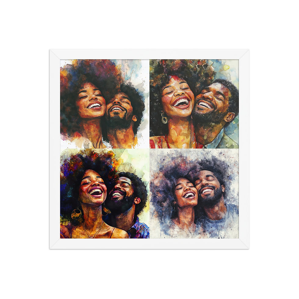 Thumbnail: All 4 Watercolour Art Afro Couples Framed Poster