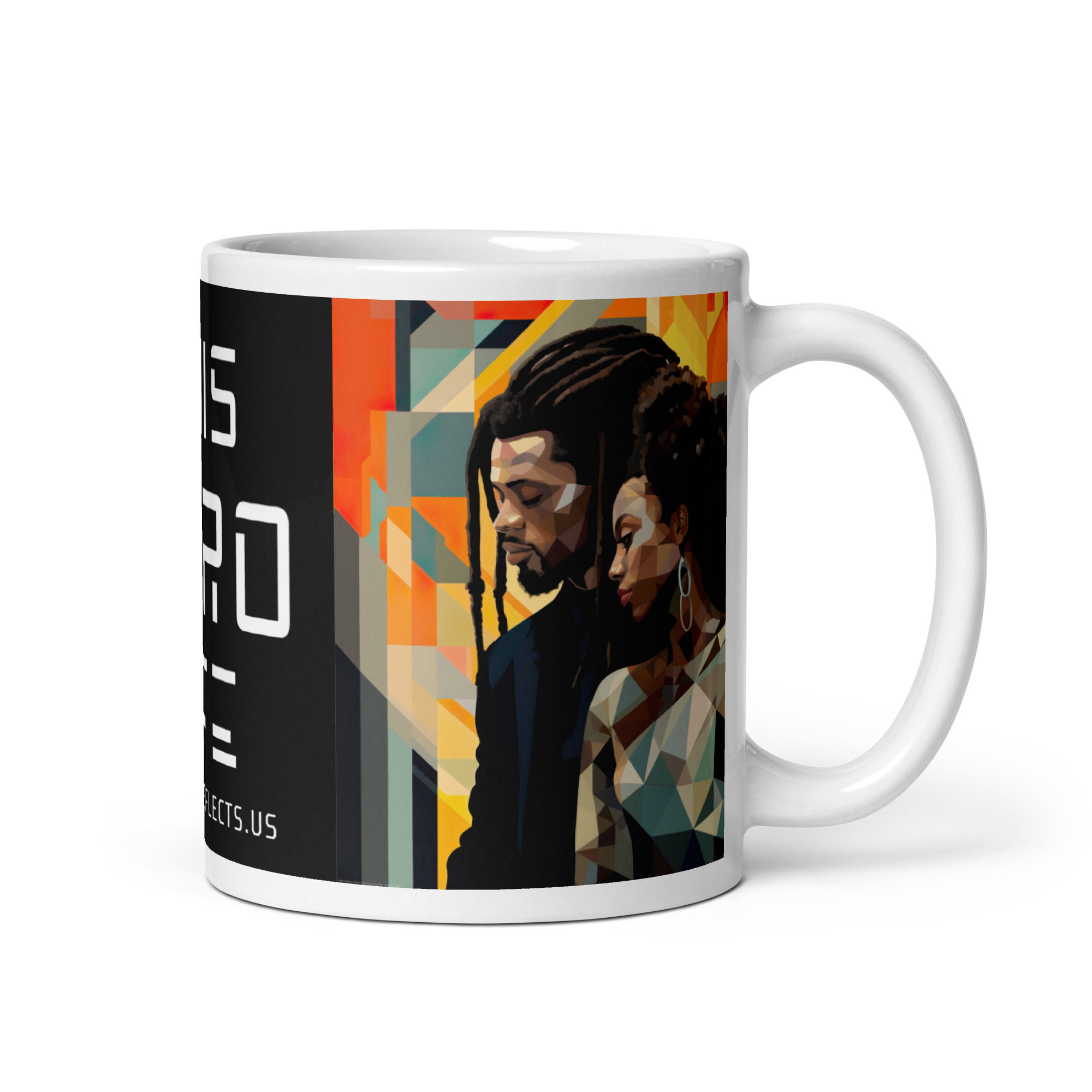 2 Bauhaus Geo Afro & Dreadlocks Couple Mug
