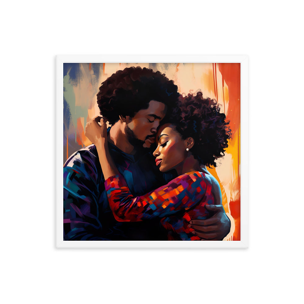 Thumbnail: 4a Expressionism Afro Couple Framed Art Print