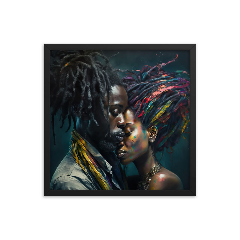 Thumbnail: 3 Abstract Dreadlocks Couple Framed Art Print