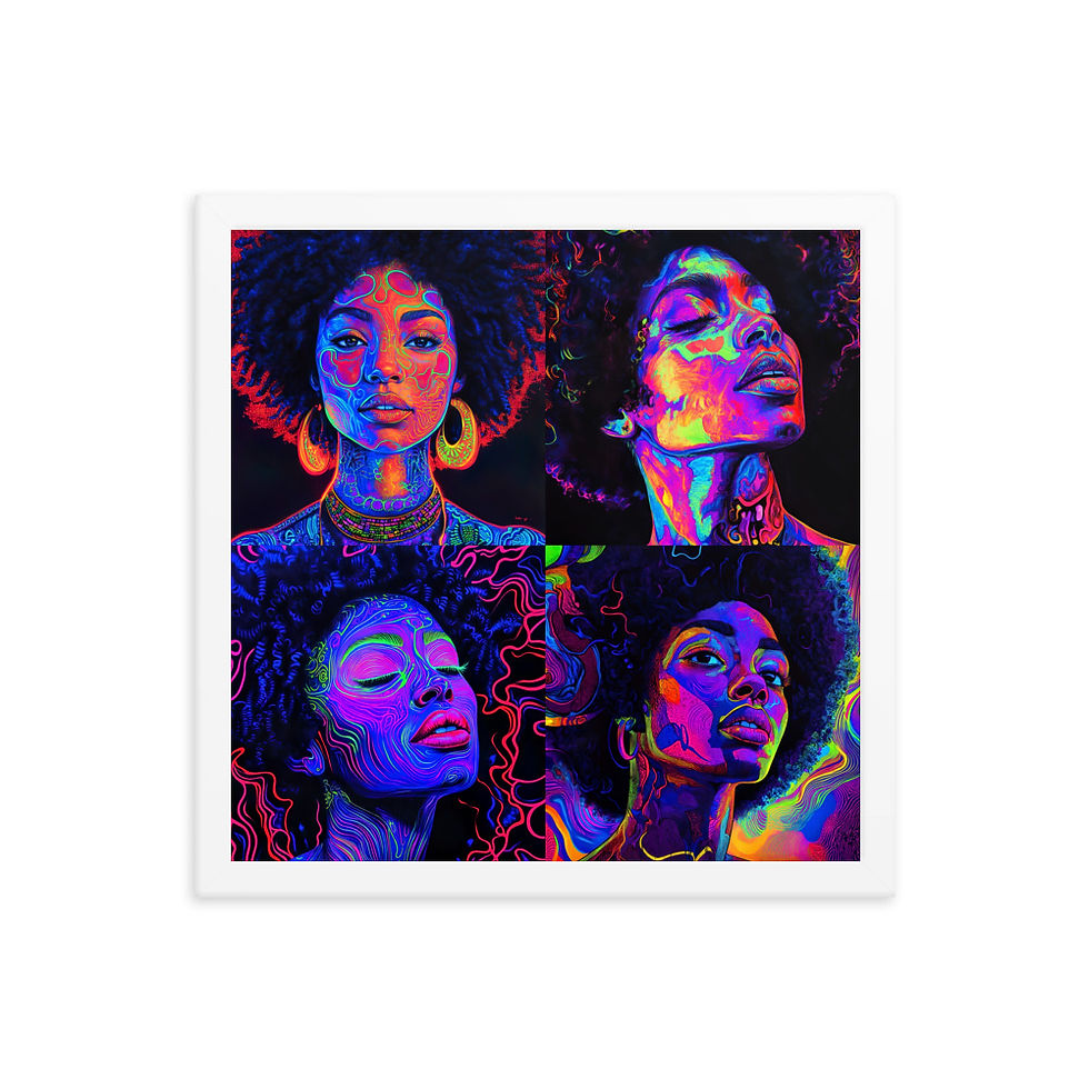 Thumbnail: All 4 Fluorescent Art Afro Women Framed Poster