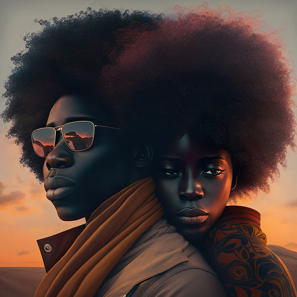 Thumbnail: 4 Abstract Afro Couple Greeting Card