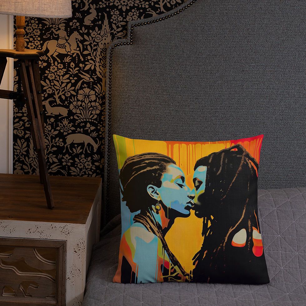 Thumbnail: 2 Pop Art Dreadlocks Couple Premium Cushion