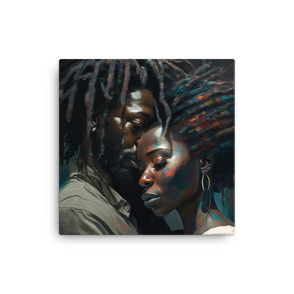 Thumbnail: 4 Abstract Dreadlocks Couple Canvas Wall Art