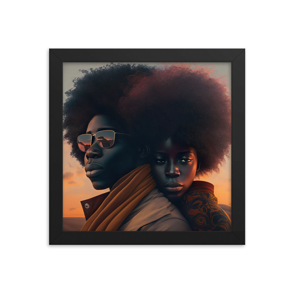 4 Abstract Afro Couple Framed Art Print
