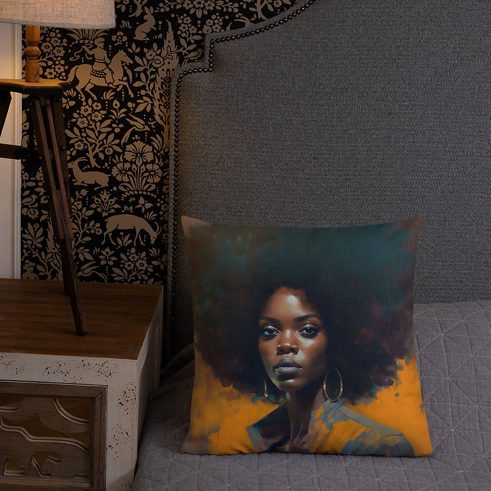 Thumbnail: 3 Expressionism Afro Woman Premium Cushion