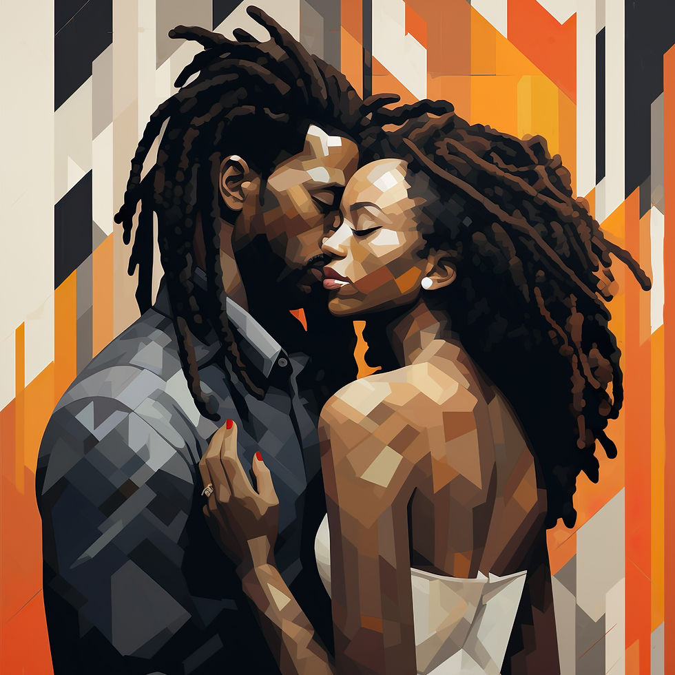 Thumbnail: 4 Bauhaus Geo Dreadlocks Couple Greeting Card