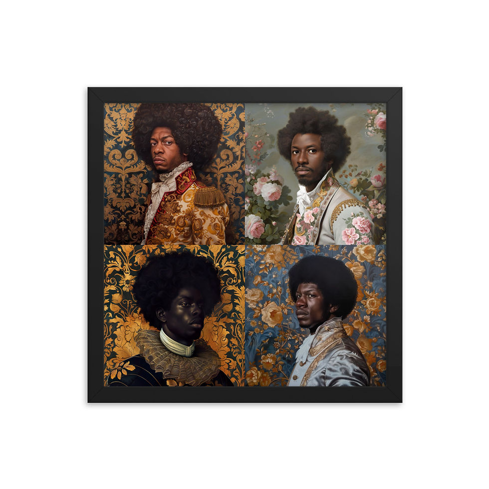 Thumbnail: All 4 Rococo Afro Men Framed Art Print