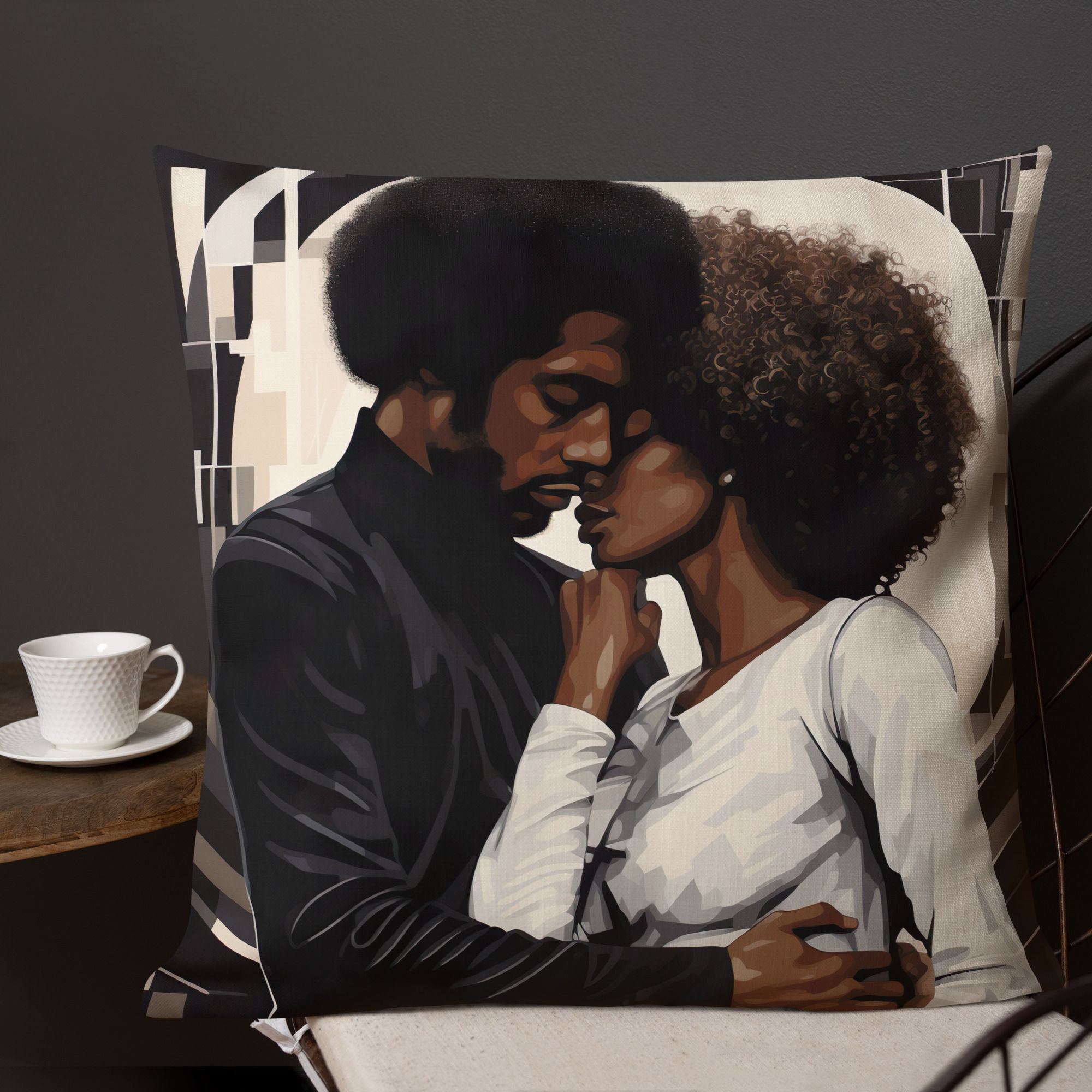4 Modernism Art Afro Couple Premium Cushion