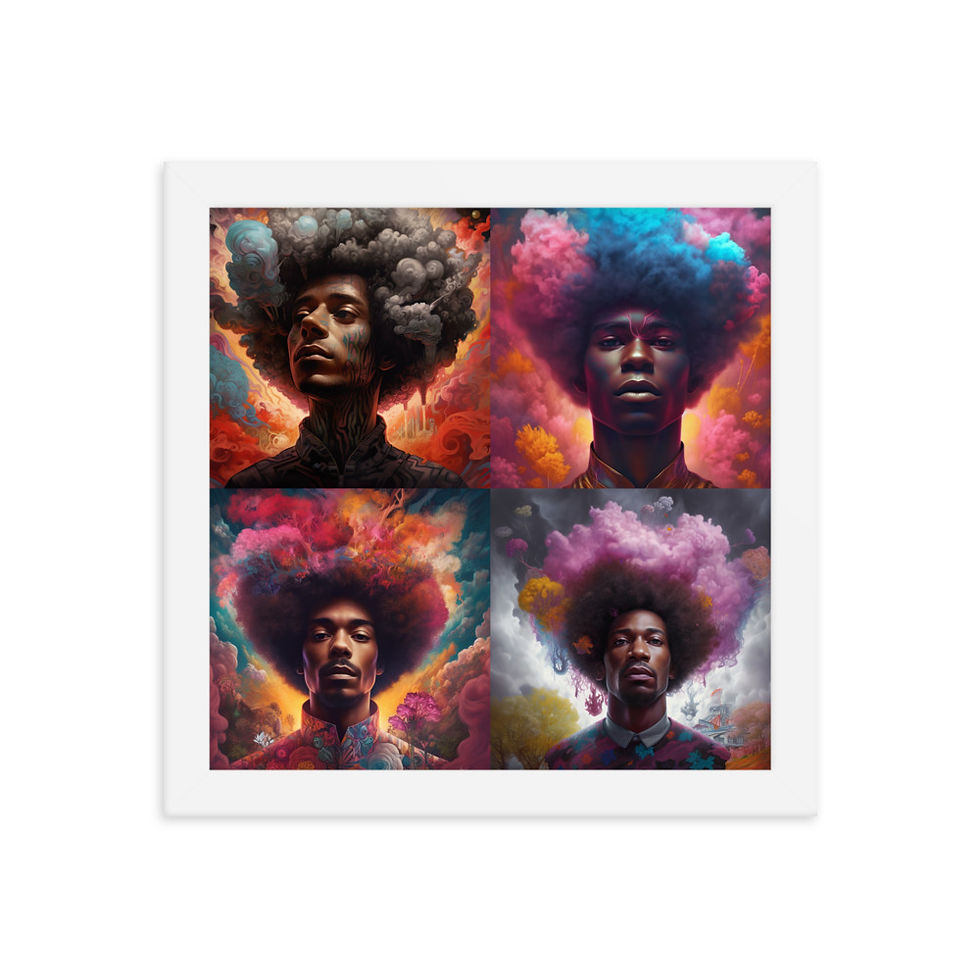 Thumbnail: All 4 Surrealism Afro Men Framed Art Print