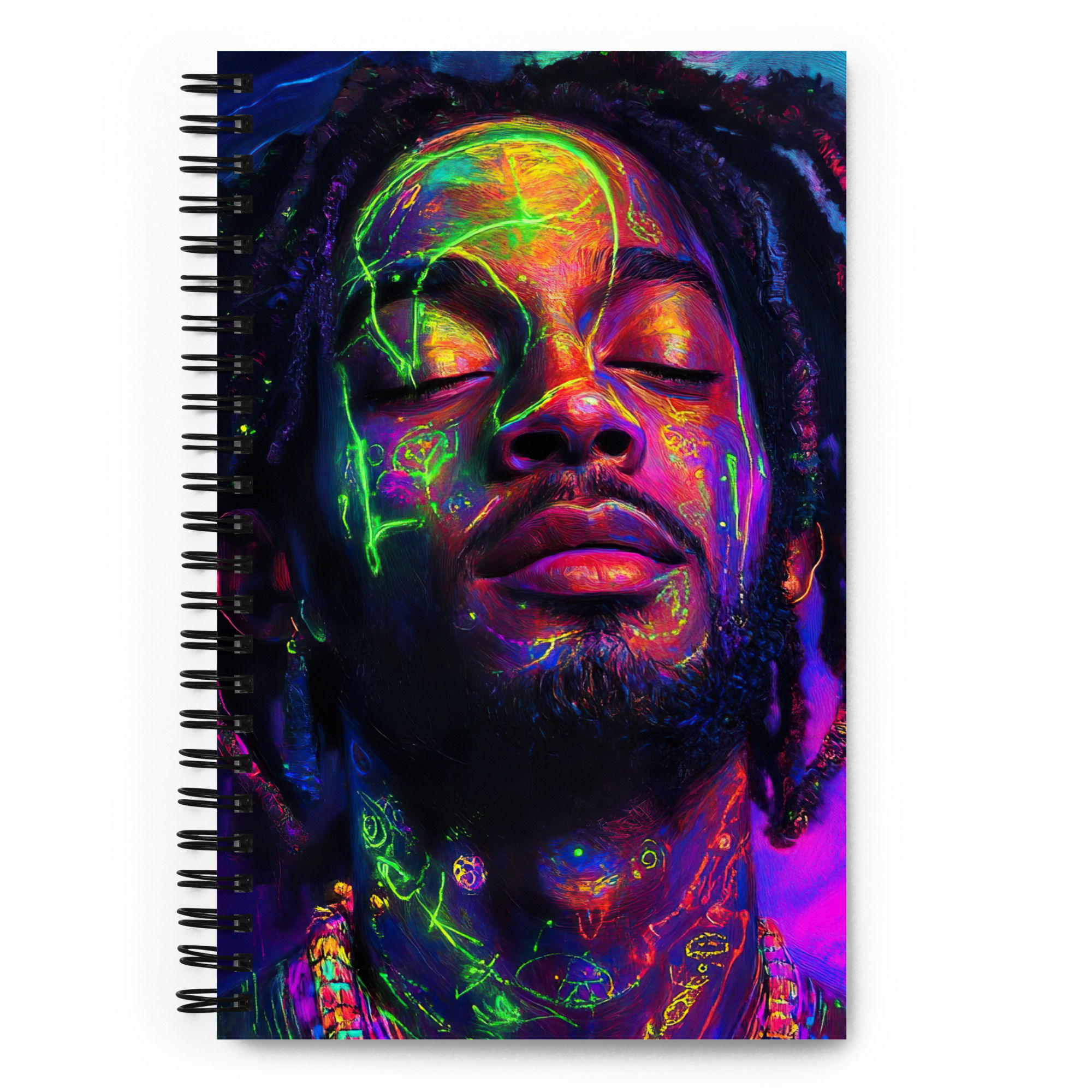 3 Fluorescent Art Dreadlocks Man Spiral Notebook