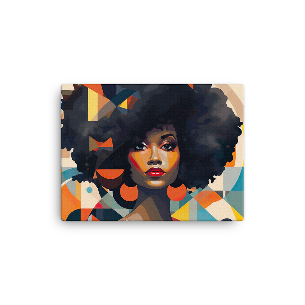 Thumbnail: 4 Bauhaus Geo Afro Woman Canvas Wall Art