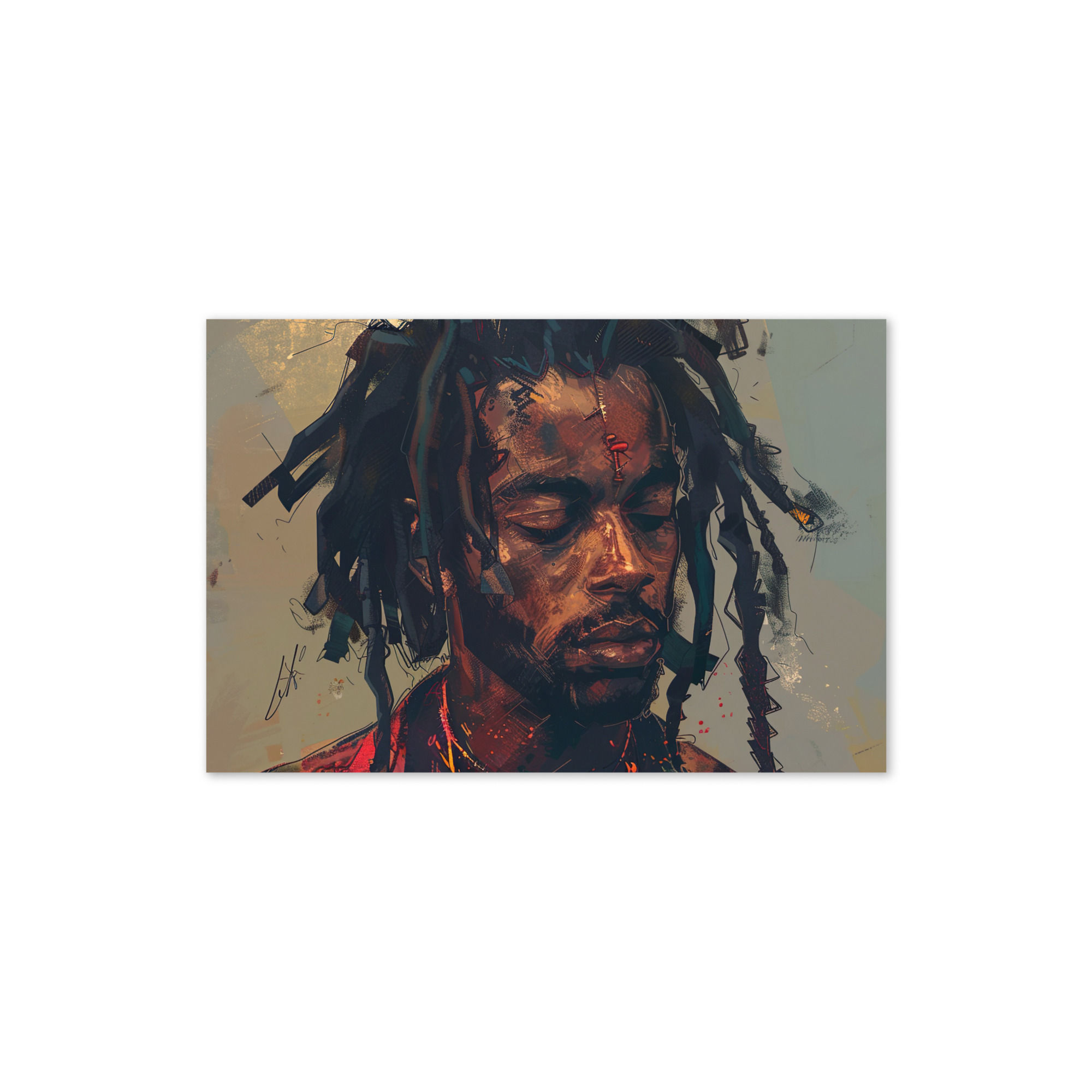1 Romanticism Art Dreadlocks Man Greeting Card