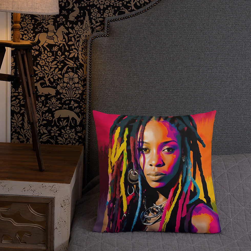 Thumbnail: 3 Pop Art Dreadlocks Woman Premium Cushion