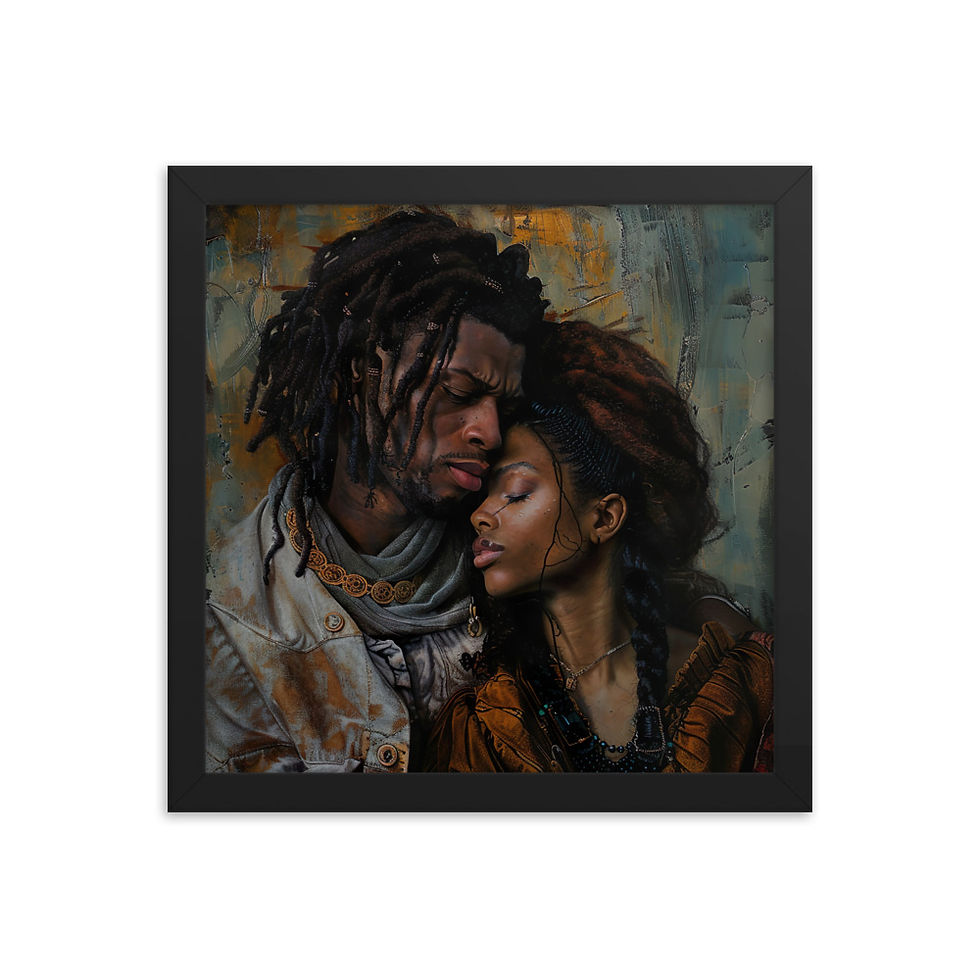 Thumbnail: 2 Renaissance Art Dreadlocks & Plaits Couple Framed Art Print