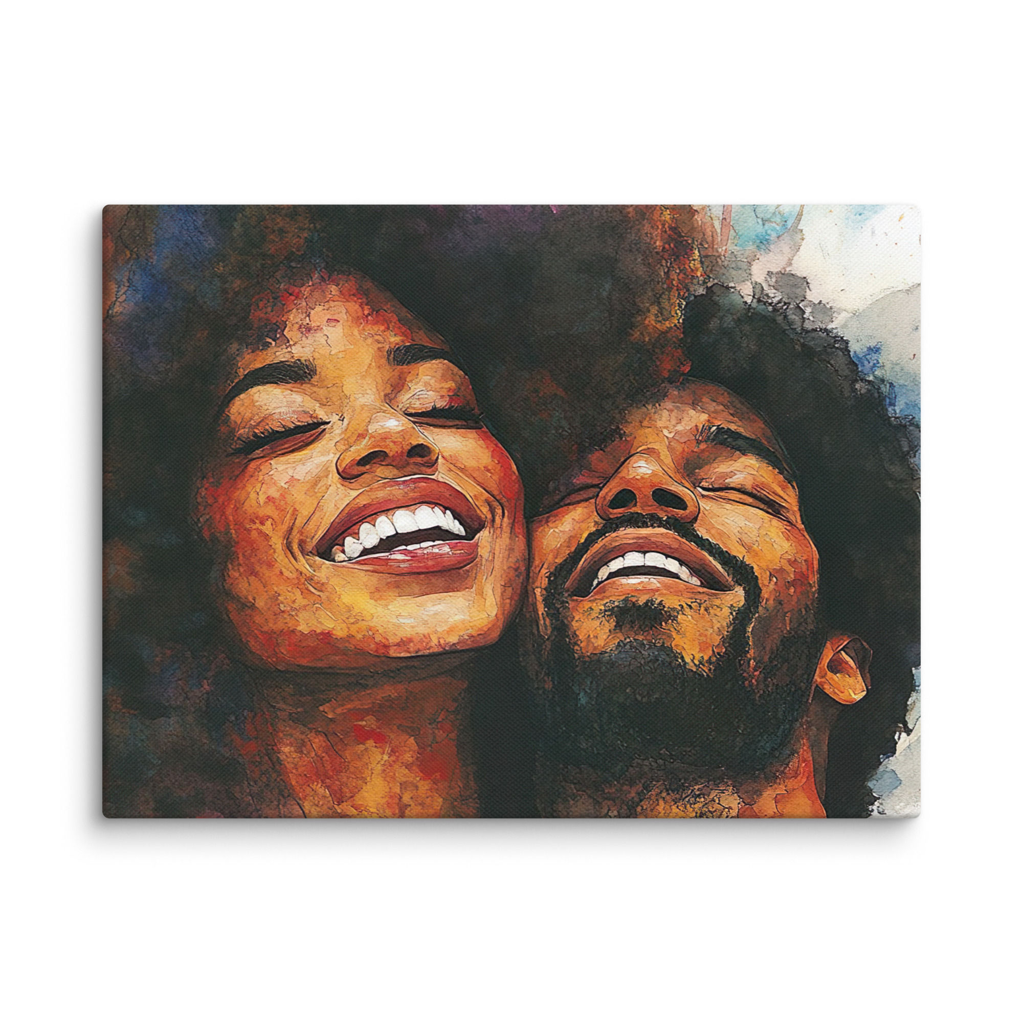 1 Watercolour Art Afro Couple Canvas Wall Art