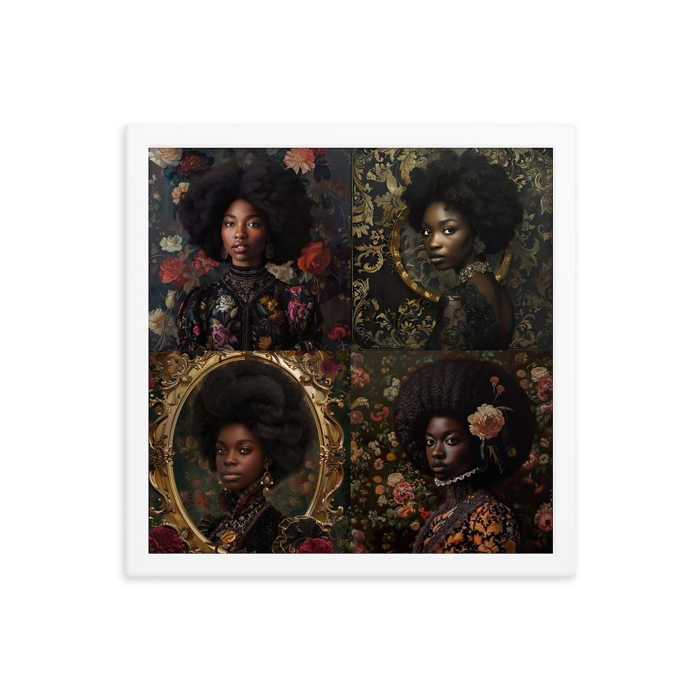 Thumbnail: All 4 Rococo Afro Women Framed Art Print