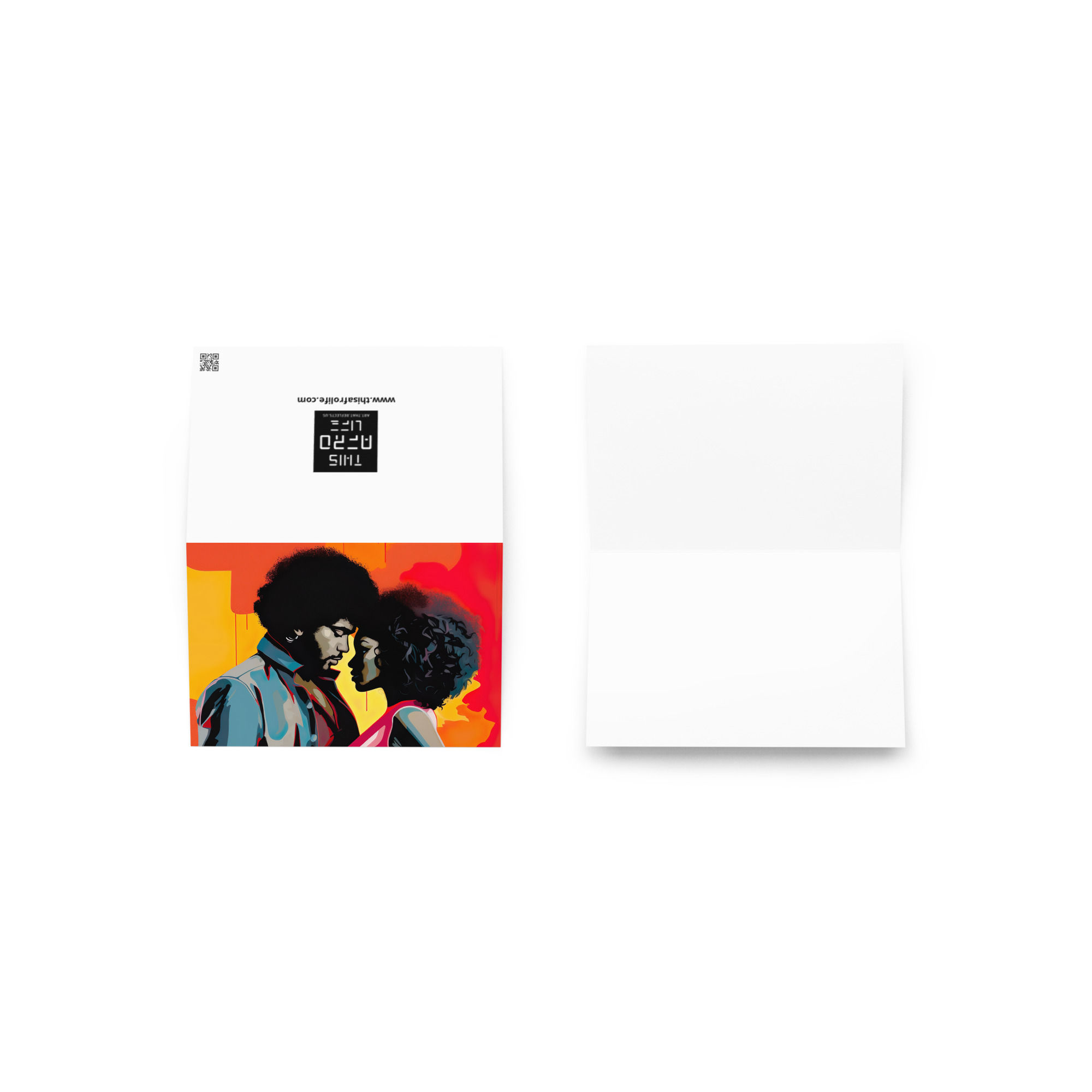 4 Pop Art Afro Couple Greeting Card