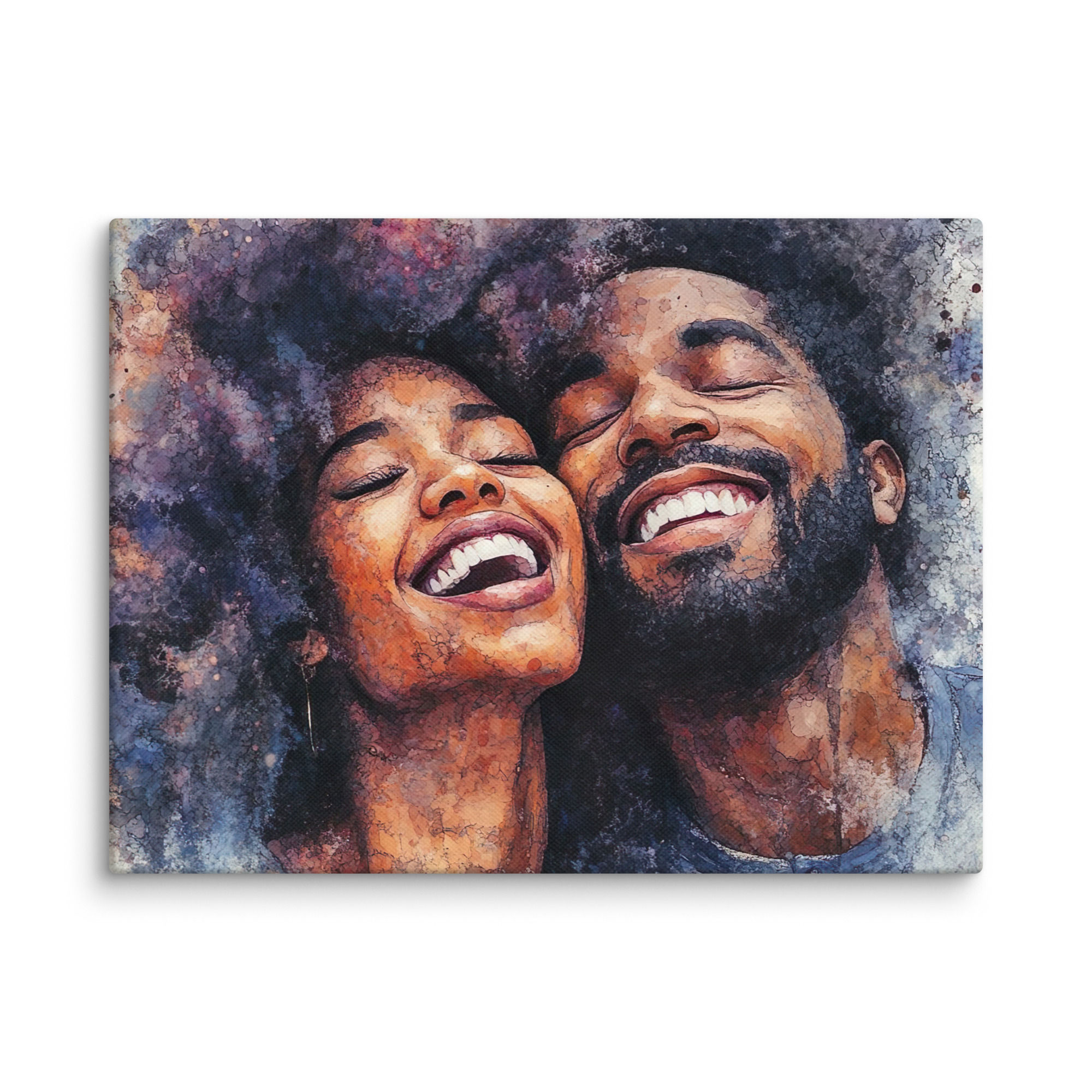 4 Watercolour Art Afro Couple Canvas Wall Art