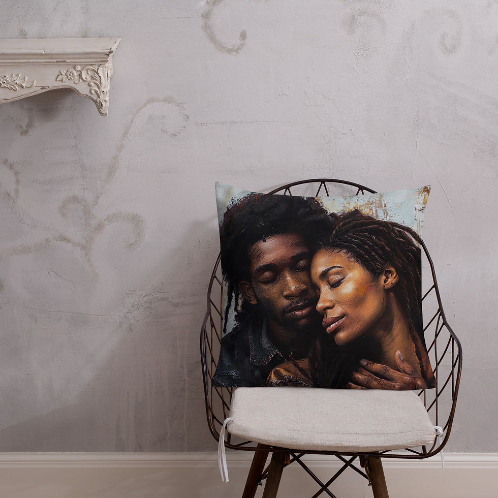 Thumbnail: 4 Realist Art Dreadlocks Couple Premium Cushion