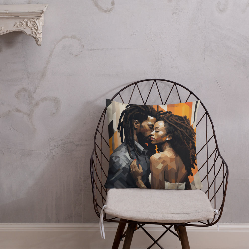 4 Bauhaus Geo Afro & Dreadlocks Couple Premium Cushion