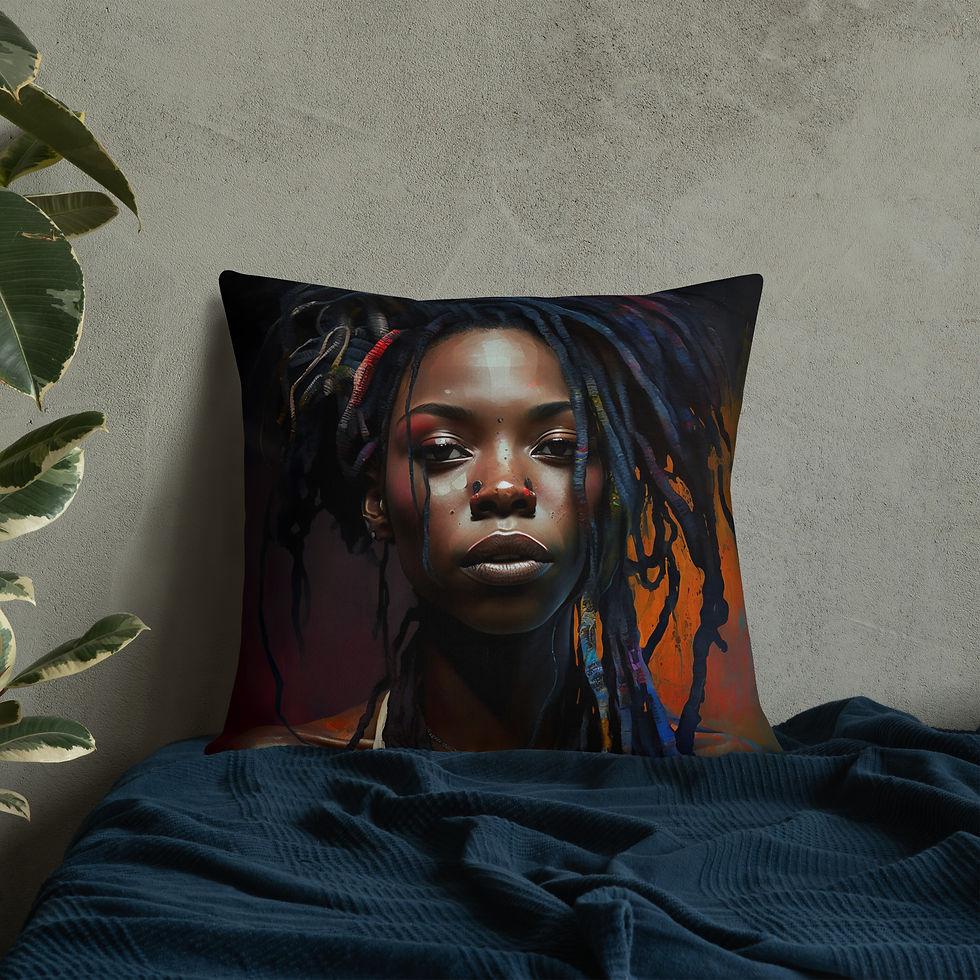 Thumbnail: 2 Expressionism Dreadlocks Woman Premium Cushion