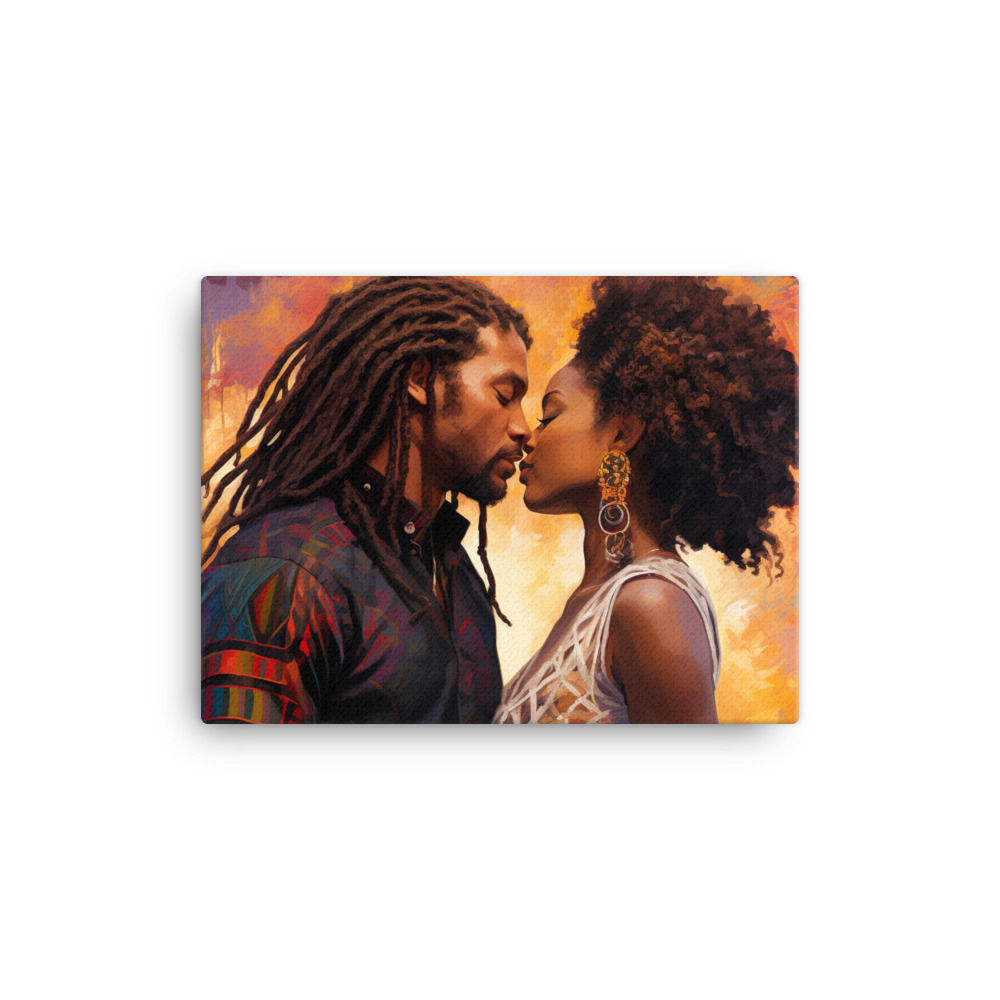 2 Impressionism Dreadlocks & Afro Couple Canvas Wall Art