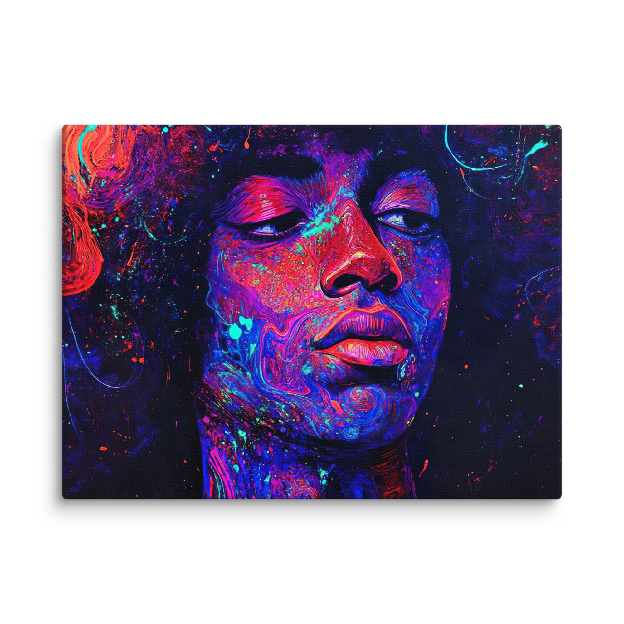 4 Fluorescent Art Afro Man Canvas Wall Art
