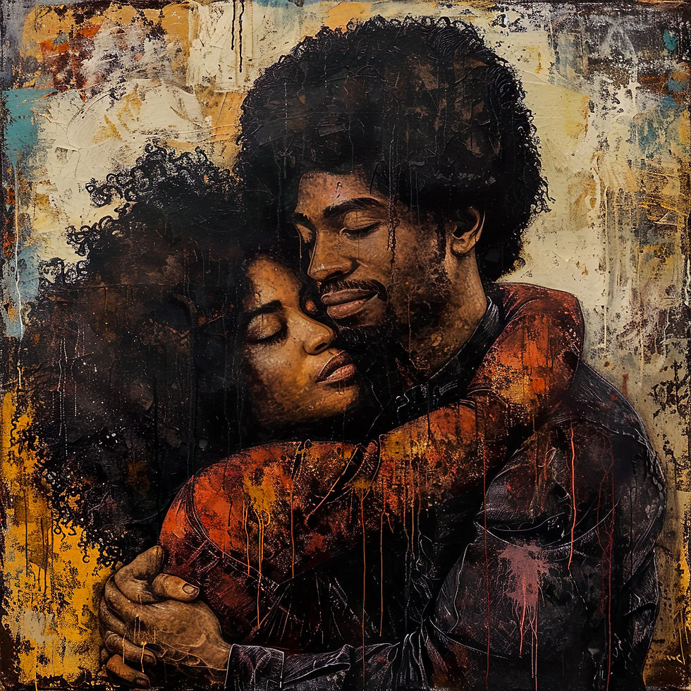 Thumbnail: 4 Romanticism Art Afro Couple Greeting Card