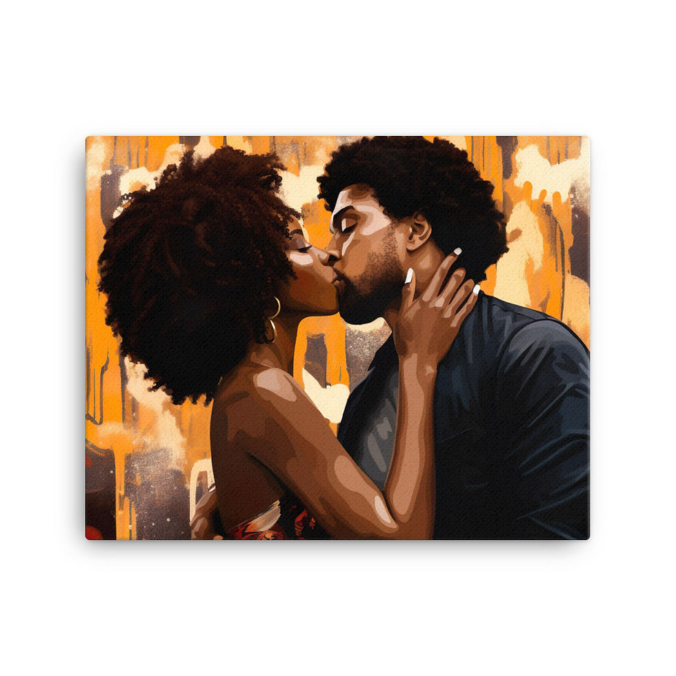 Thumbnail: 3a Expressionism Afro Couple Canvas Wall Art