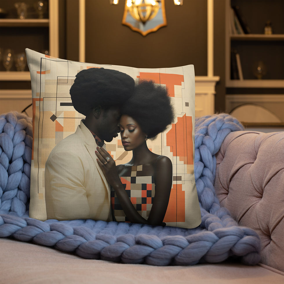 Thumbnail: 3 Bauhaus Geo Afro Couple Premium Cushion
