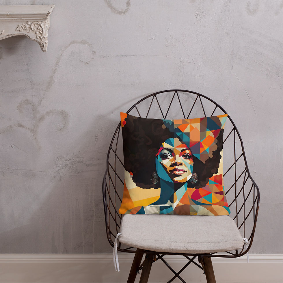 Thumbnail: 1 Bauhaus Geo Afro Woman Premium Cushion