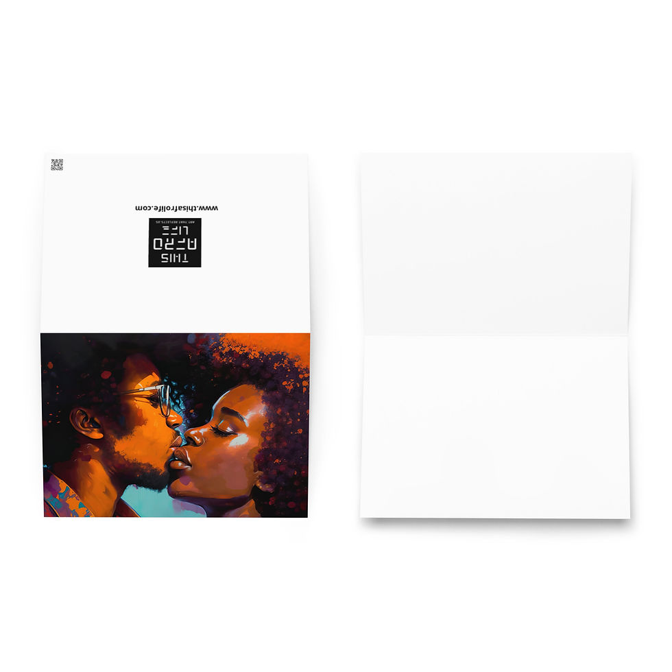 Thumbnail: 4 Expressionism Afro Couple Greeting Card