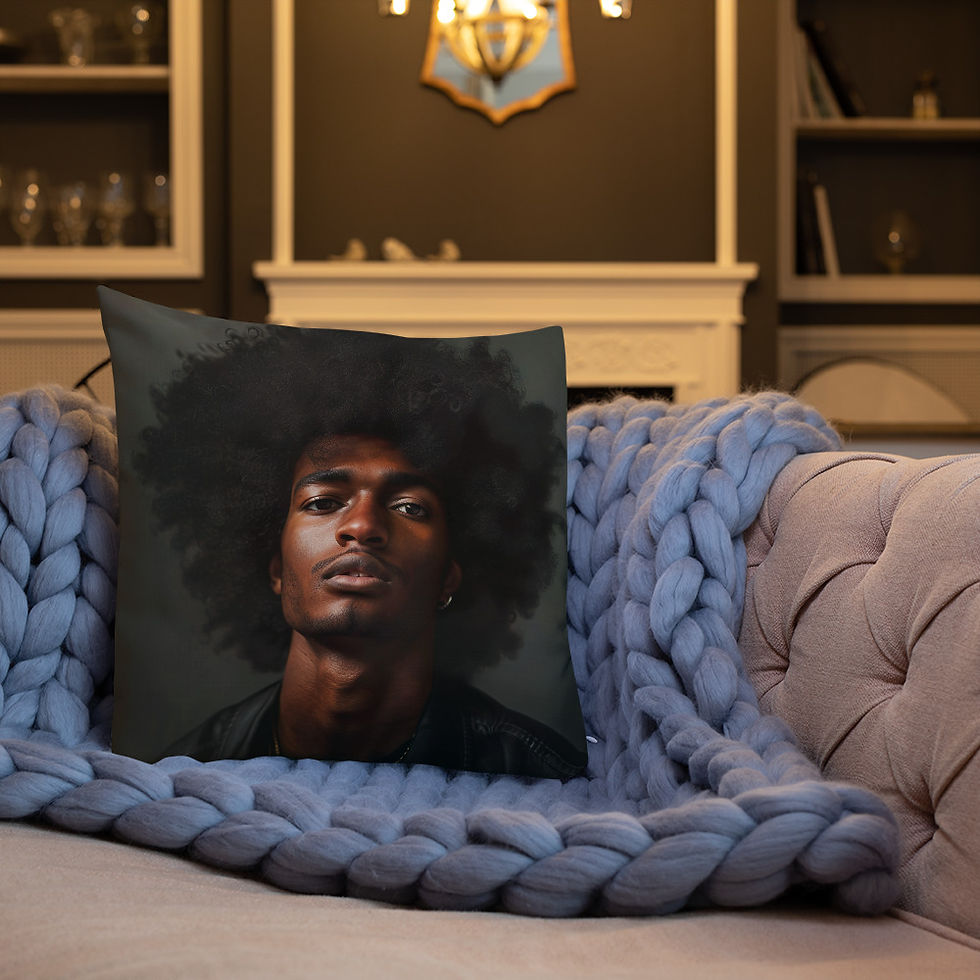 Thumbnail: 2 Realist Art Afro Man Premium Cushion