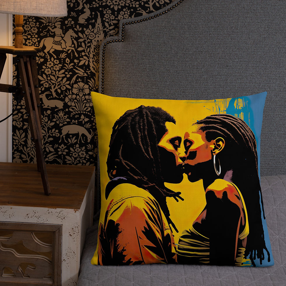 Thumbnail: 1 Pop Art Dreadlocks Couple Premium Cushion