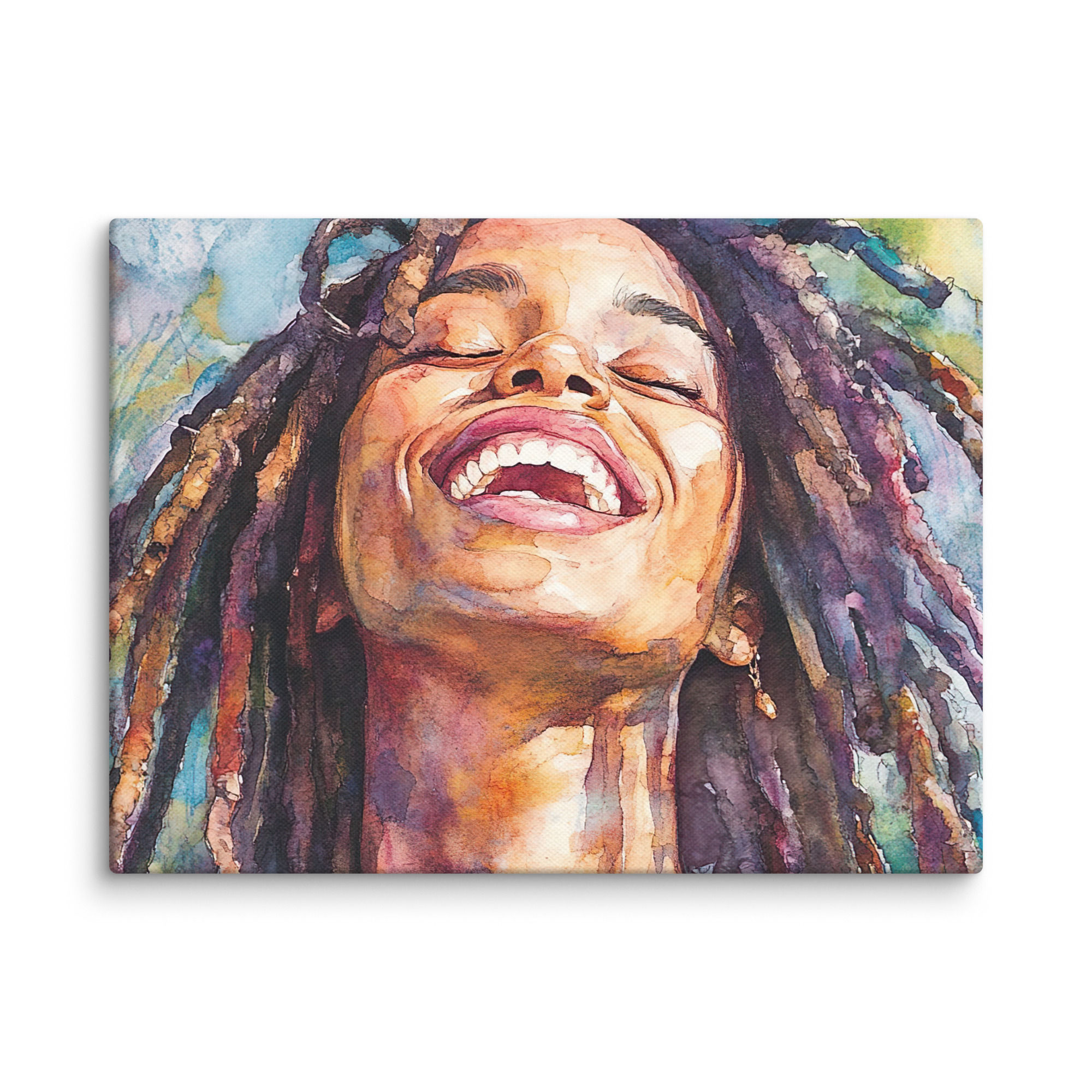 3 Watercolour Art Dreadlocks Woman Canvas Wall Art
