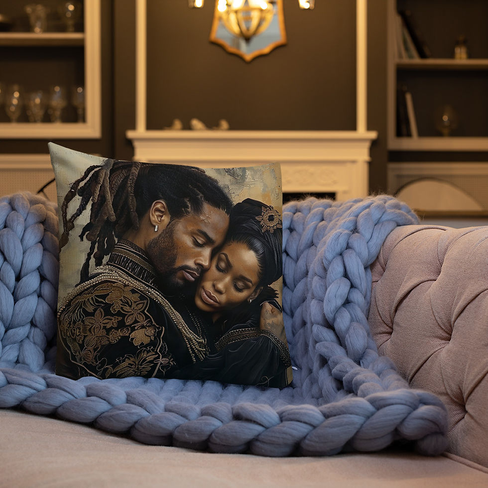 Thumbnail: 3 Renaissance Art Dreadlocks & Wrap Couple Premium Cushion