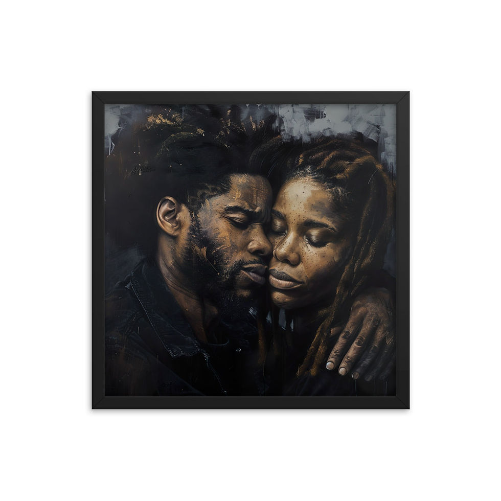Thumbnail: 2 Realist Art Afro & Dreadlocks Couple Framed Art Print