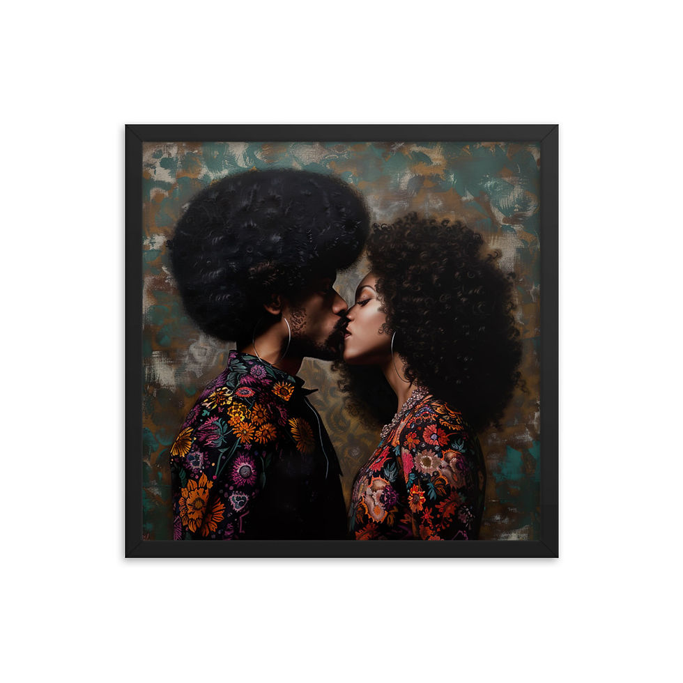 Thumbnail: 4 Realist Art Afro Couple Framed Art Print